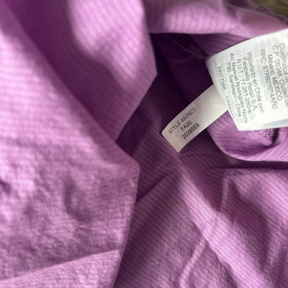 J. CREW Ruffle Sleeve Peasant Blouse Purple Eyelet Top Cottagecore Size L Preppy - Picture 14 of 14